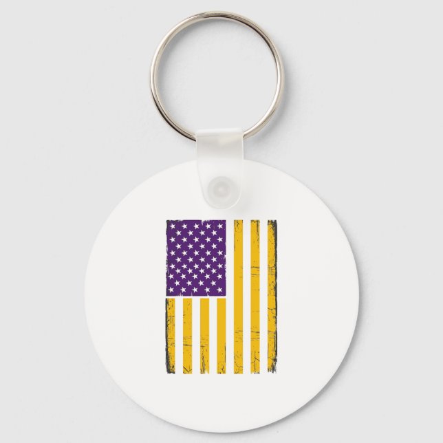 Distressed lila och guld amerikansk flaggvektor De Nyckelring (Framsida)