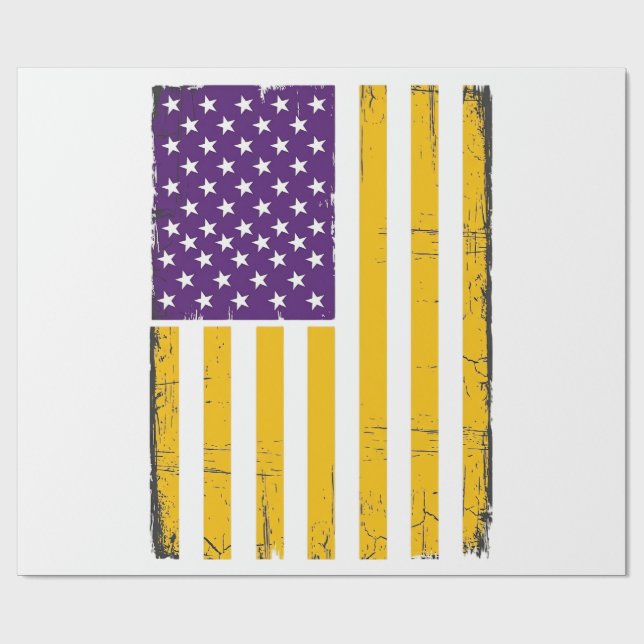 Distressed lila och guld amerikansk flaggvektor De Presentpapper (Platt)