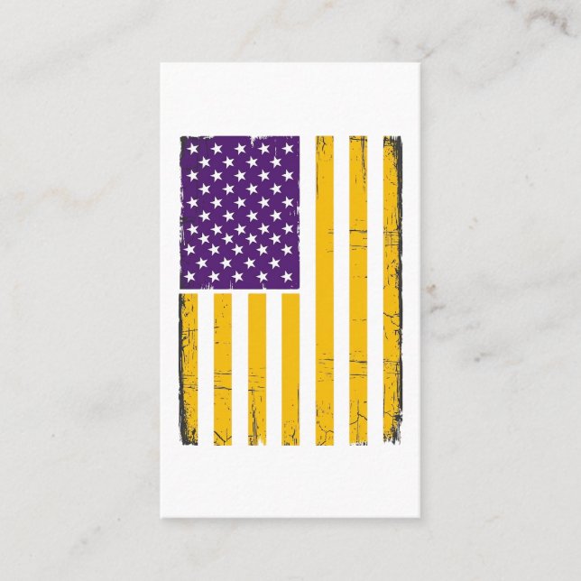 Distressed lila och guld amerikansk flaggvektor De Visitkort (Framsida)
