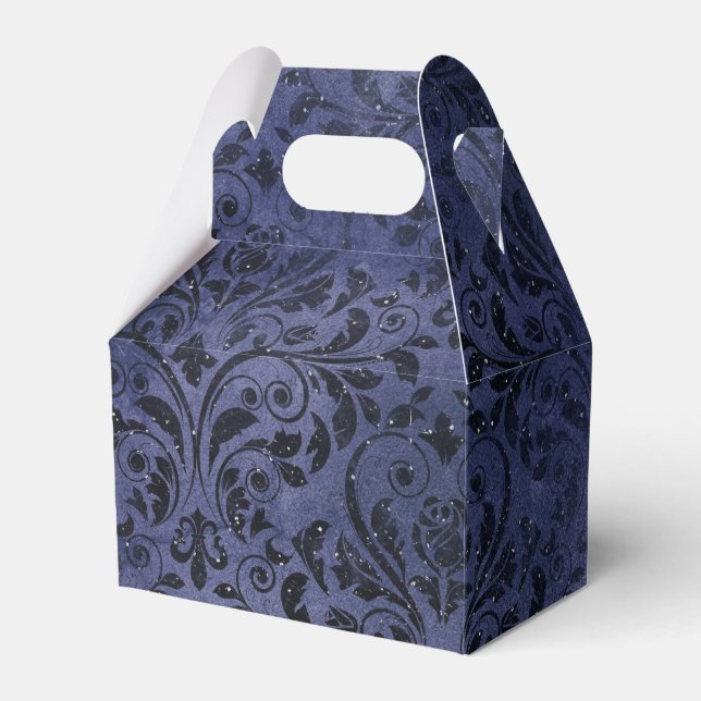 Distressed lila och svart damast presentaskar (Framsidan Sidan)