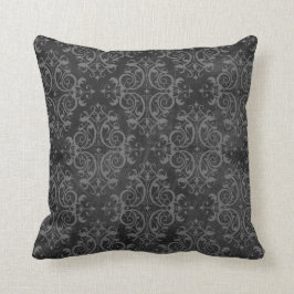 Distressed Luxe Damask Kuddöverdrag - Svart Kudde