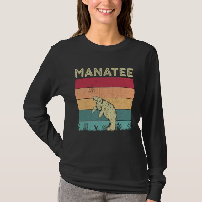 Distressed Manatee Lover Boys Girls Retro Style Ma T Shirt (Framsida)