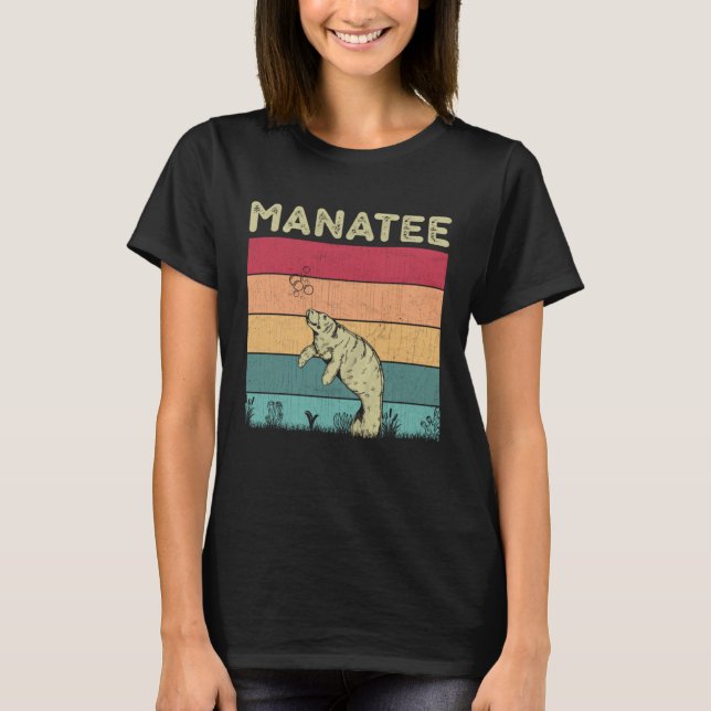 Distressed Manatee Lover Boys Girls Retro Style Ma T Shirt (Framsida)