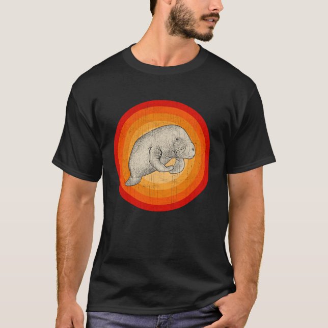 Distressed Manatee  Retro Style T Shirt (Framsida)