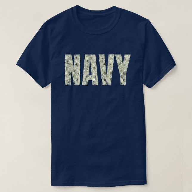 Distressed Marinblå T Shirt (Design framsida)