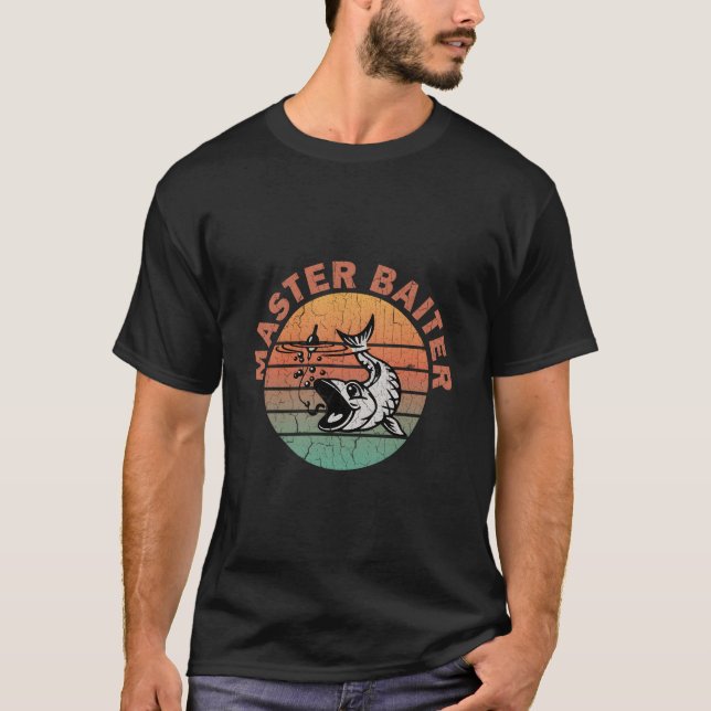 Distressed Master Baiter Fishing Camg T Shirt (Framsida)