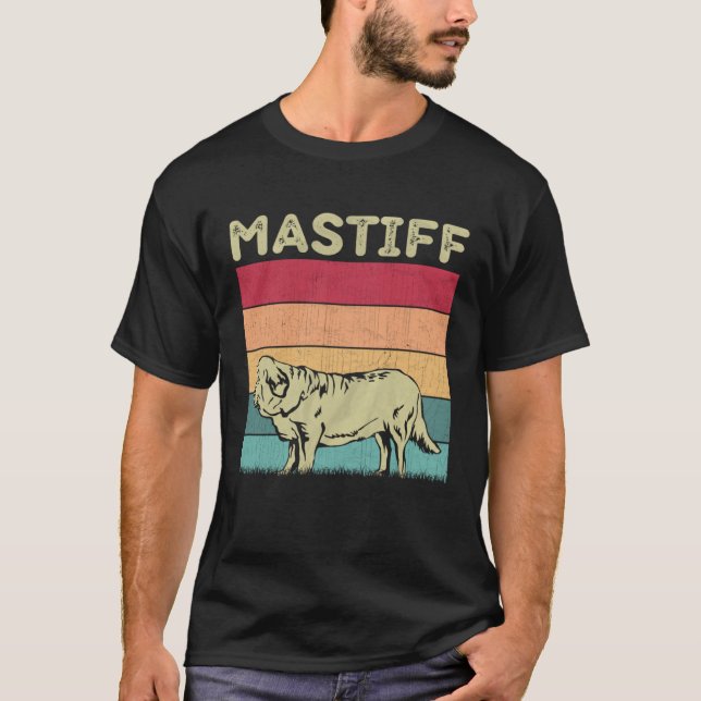 Distressed Mastiff Dog  Boys Girls Retro Mastiff D T Shirt (Framsida)