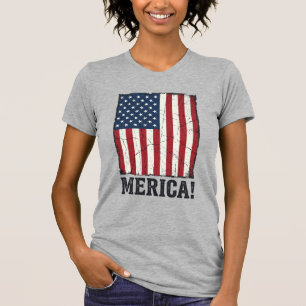 Distressed Merica Flag Patriotisk Vektor T-Shirt D