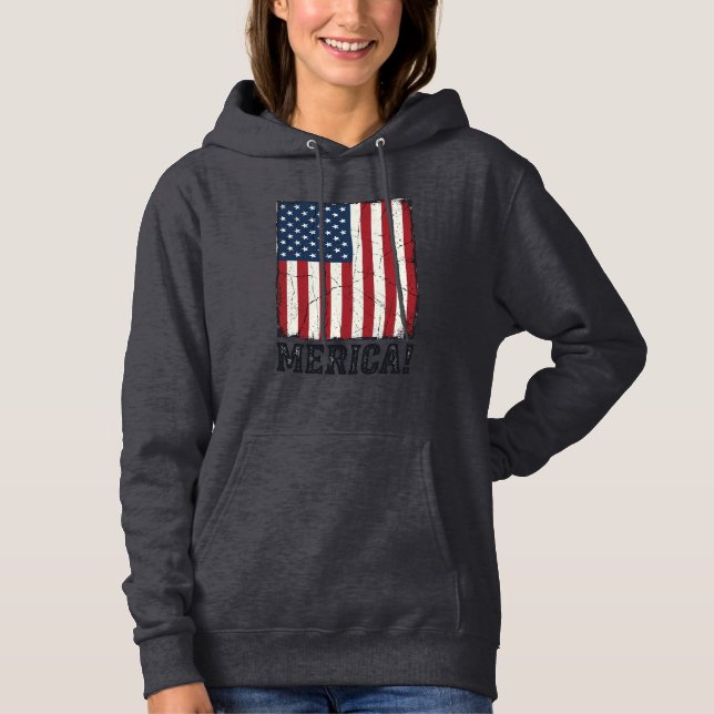 Distressed Merica Flag Patriotisk Vektor T-Shirt D (Framsida)