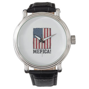 Distressed Merica Flag Patriotisk Vektor T-Shirt D Armbandsur