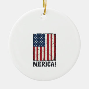 Distressed Merica Flag Patriotisk Vektor T-Shirt D Julgransprydnad Keramik