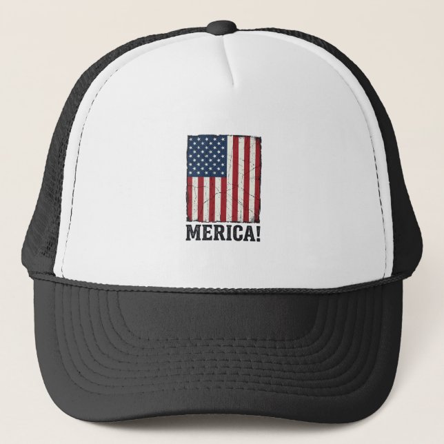 Distressed Merica Flag Patriotisk Vektor T-Shirt D Keps (Framsida)