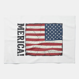 Distressed Merica Flag Patriotisk Vektor T-Shirt D Kökshandduk