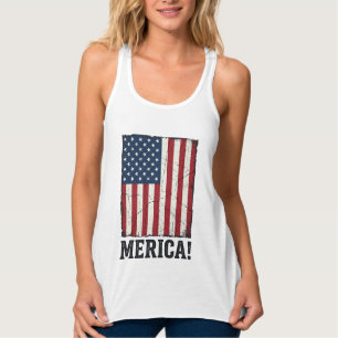 Distressed Merica Flag Patriotisk Vektor T-Shirt D Linne Med Racerback