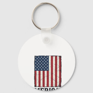Distressed Merica Flag Patriotisk Vektor T-Shirt D Nyckelring