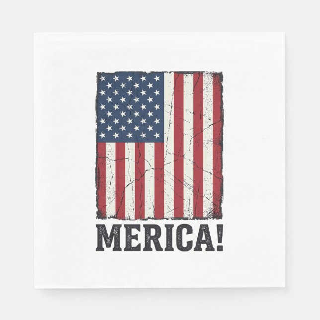 Distressed Merica Flag Patriotisk Vektor T-Shirt D Pappersservett (Framsidan)