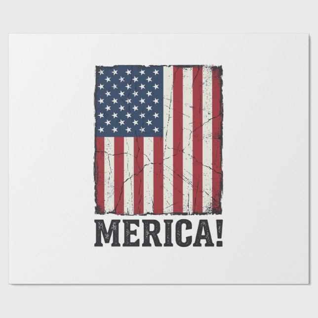 Distressed Merica Flag Patriotisk Vektor T-Shirt D Presentpapper (Platt)