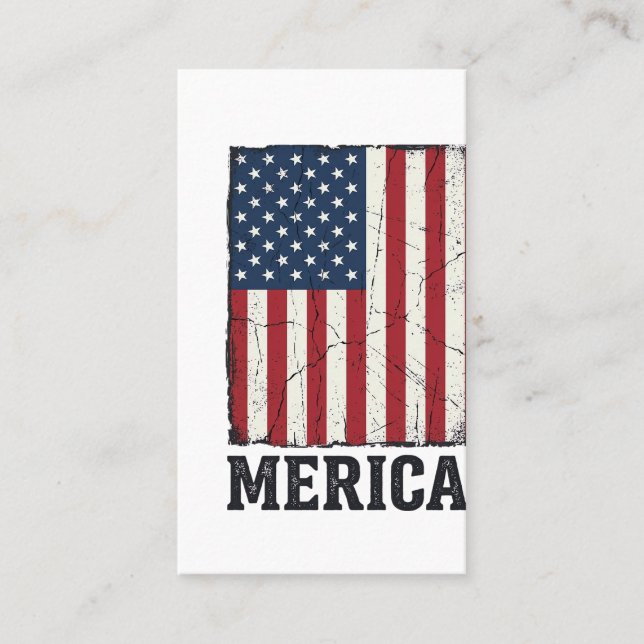 Distressed Merica Flag Patriotisk Vektor T-Shirt D Visitkort (Framsida)