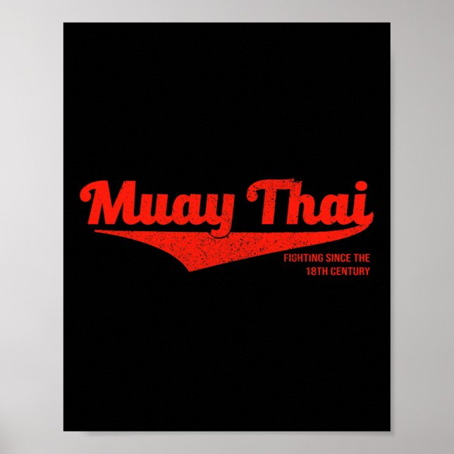 Distressed Muay Thai Kickboxnings T-shirt, Mma Bjj Poster (Framsidan)
