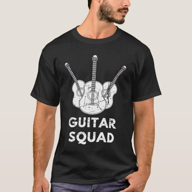 Distressed Musician Music Acoustic Guitar Squad Gu T Shirt (Framsida)
