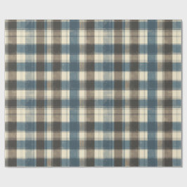 Distressed Navy and Taupe Plaid for Father’s Day Presentpapper