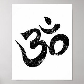 Distressed Om Meditation Andlig Indisk Yoga Sym Poster