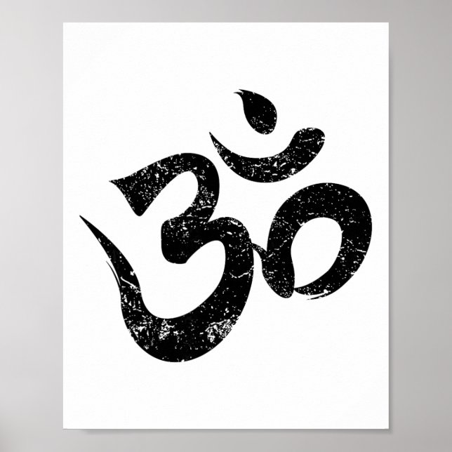 Distressed Om Meditation Andlig Indisk Yoga Sym Poster (Framsidan)
