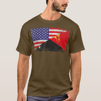 Distressed Papua New Guinea Flag & American Flag P T Shirt