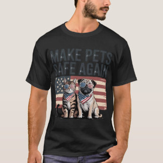 Distressed Patriotisk Gör Husdjur Säkra Igen Katt T Shirt