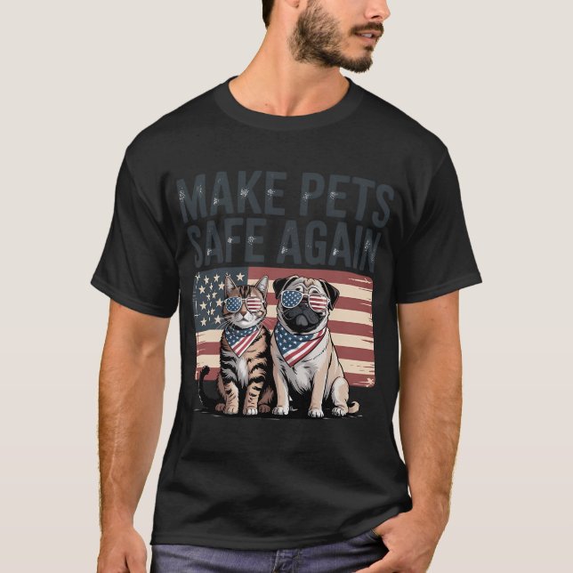 Distressed Patriotisk Gör Husdjur Säkra Igen Katt  T Shirt (Framsida)