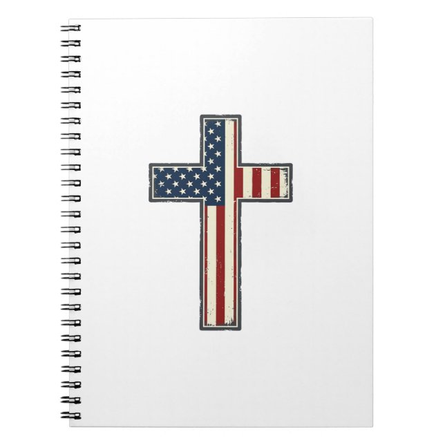 Distressed Patriotisk Kors Vektor Design_1 Anteckningsbok (Framsidan)