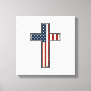 Distressed Patriotisk Kors Vektor Design_1 Canvastryck