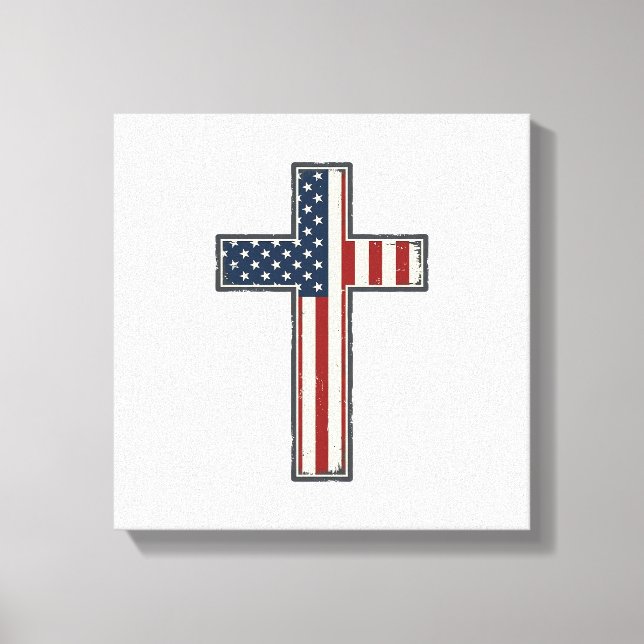 Distressed Patriotisk Kors Vektor Design_1 Canvastryck (Framsida)