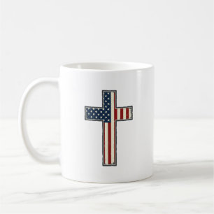 Distressed Patriotisk Kors Vektor Design_1 Kaffemugg