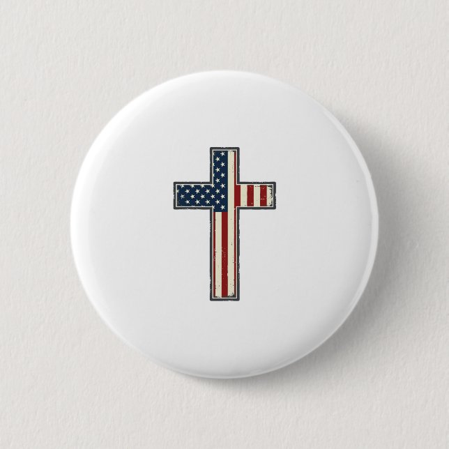 Distressed Patriotisk Kors Vektor Design_1 Knapp (Framsida)