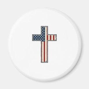 Distressed Patriotisk Kors Vektor Design_1 Magnet
