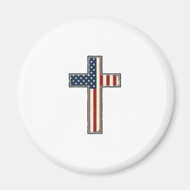 Distressed Patriotisk Kors Vektor Design_1 Magnet (Framsidan)