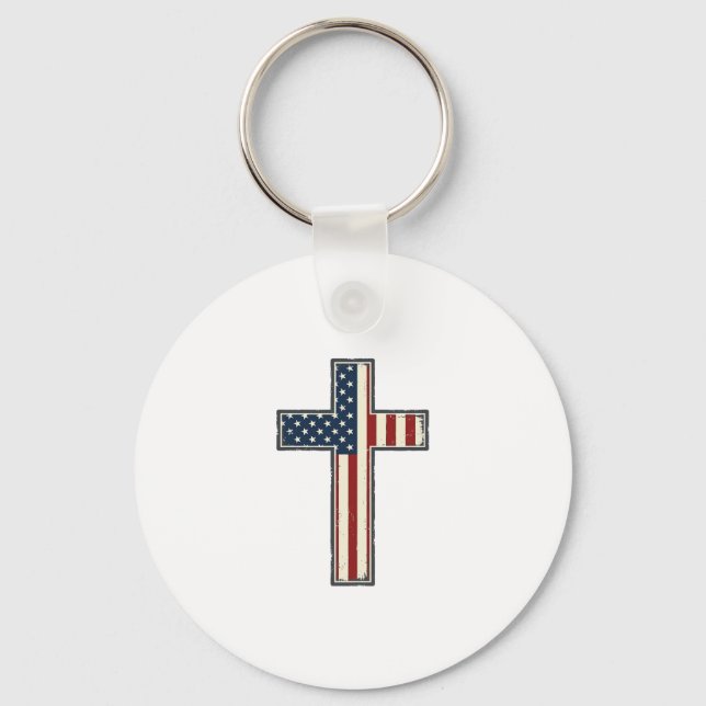 Distressed Patriotisk Kors Vektor Design_1 Nyckelring (Framsida)