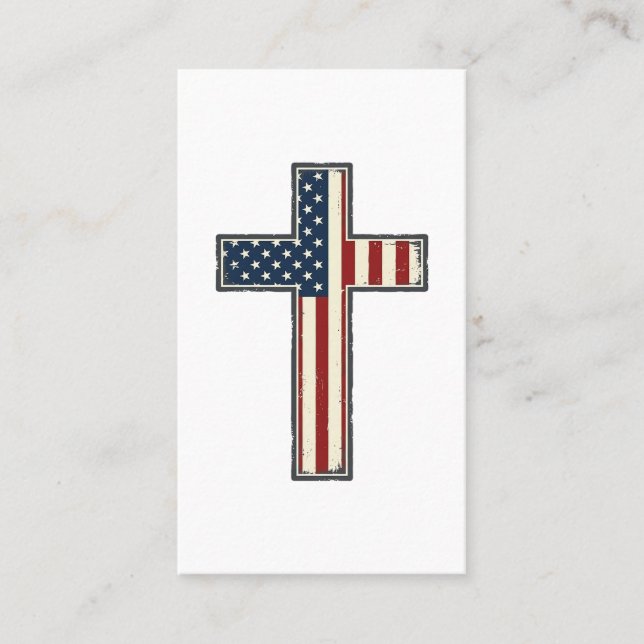 Distressed Patriotisk Kors Vektor Design_1 Visitkort (Framsida)