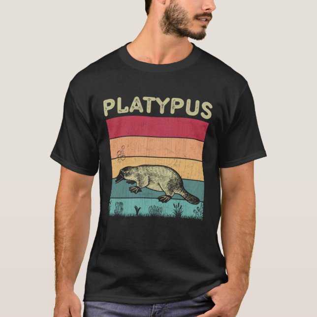 Distressed Platypus Lover Boys Girls Retro Style P T Shirt (Framsida)