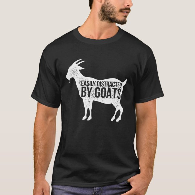 Distressed Quote Easily Distracted Retro Goats T Shirt (Framsida)