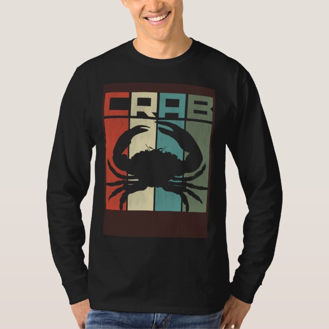 Distressed Retro Crab Graphic Seafood & Crab T Shirt (Framsida)