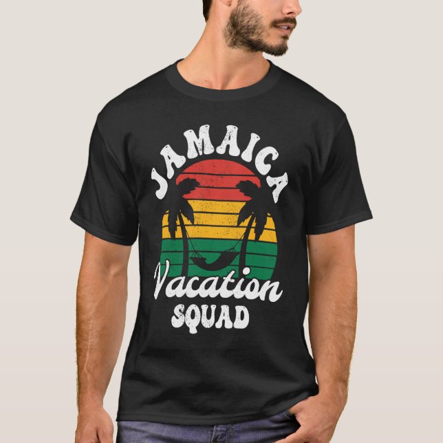 Distressed Retro Jamaica Vacation Squad Caribbean  T Shirt (Framsida)