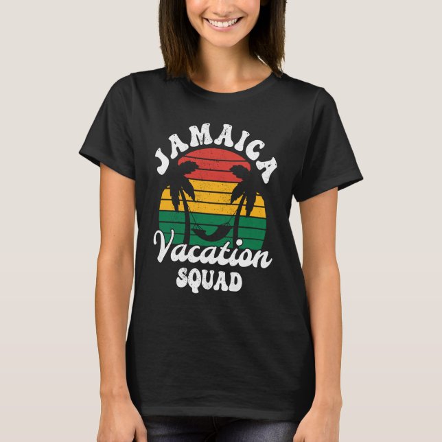 Distressed Retro Jamaica Vacation Squad Caribbean  T Shirt (Framsida)