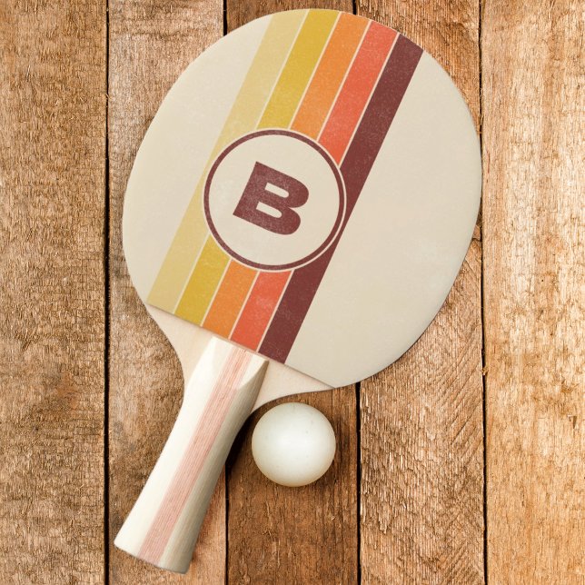 Distressed Retro Randig Mörk med Initialer Pingisracket (Skapare uppladdad)
