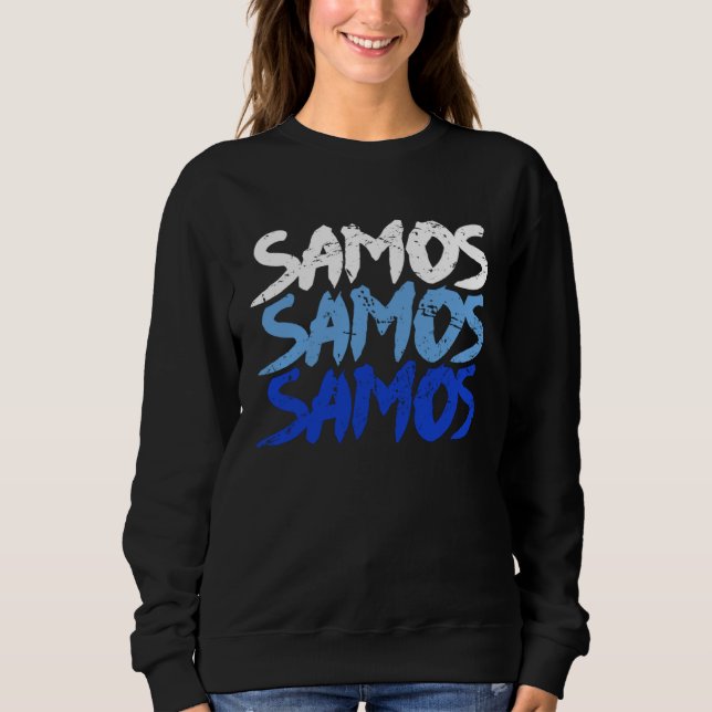 Distressed Samos Greece  North Aegean Greek Island T Shirt (Framsida)