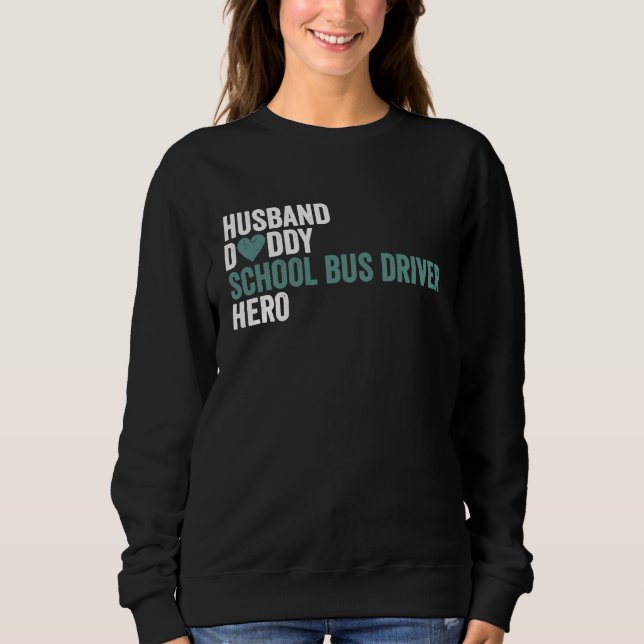Distressed School Bus Driver  Husband Daddy School T Shirt (Framsida)