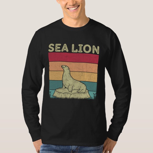 Distressed Sea Lion Lover Boys Girls Retro Style S T Shirt (Framsida)