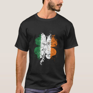 Distressed Shamrock Irish Flag Stpatrick'S Day Ire T Shirt