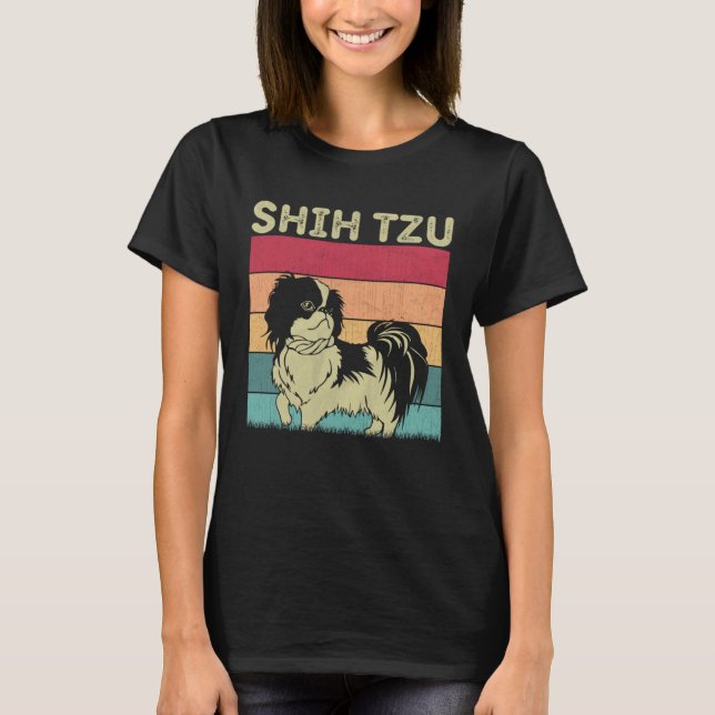 Distressed Shih Tzu Dog  Boys Girls Retro Shih Tzu T Shirt (Framsida)